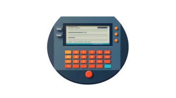 Retro Calculator Interface with Numeric Keypad and Display Screen for Vintage Technology Design png