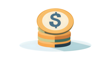 Stack of Gold Coins with Dollar Sign Financial Wealth and Savings Icon png