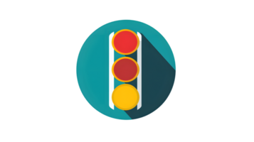 Traffic Light Icon in Modern Design with Vibrant Colors and Circular Background for Web Apps png