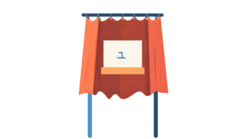 Voting Booth with Red Curtain and Ballot Box Ideal for Democracy Elections and Civic Engagem png