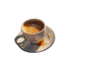 A steaming cup of coffee with rich foam on a saucer perfect for morning or evening relaxation png