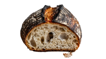 A rustic sourdough bread loaf with a golden crust and airy interior perfect for culinary and f png