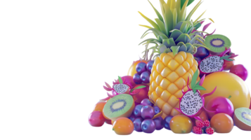 A vibrant collection of tropical and exotic fruits arranged in a colorful display png