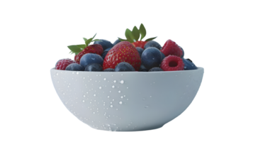 Fresh Berries in a Dewy Bowl A Vibrant and Healthy Snack Display png