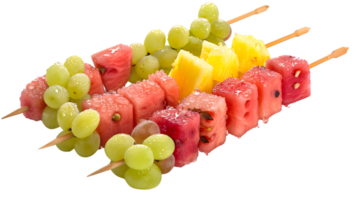 Fresh Fruit Skewers with Watermelon Grapes and Pineapple for Healthy Snacks and Party Decorat png