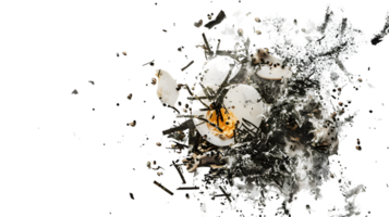 Exploding Food Art Abstract Culinary Splash with Egg and Seaweed png