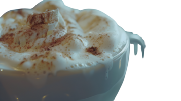 Frothy Hot Beverage with Whipped Cream and Cinnamon Sprinkles in a Ceramic Mug png