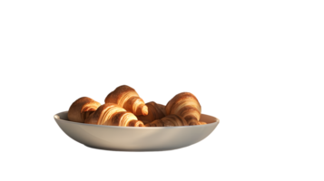 Freshly Baked Pastries in a Bowl A Delightful Display of Golden Croissants Ready to Tempt Your png