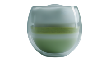 Layered Beverage in a Glass A Refreshing Green Drink with Frothy Top and Creamy Middle Layer png