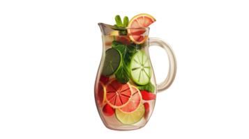 Refreshing Citrus Infused Water in a Glass Pitcher with Mint and Slices of Lemon Lime and Gra png