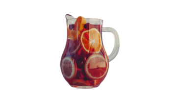Refreshing Citrus Infused Beverage in a Glass Pitcher with Sliced Fruits and Berries Perfect f png