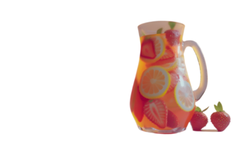 Refreshing Fruit Infused Water in a Glass Pitcher with Strawberries and Citrus Slices png