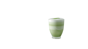 Refreshing Green Beverage in a Glass with Frothy Top and Powdered Garnish png