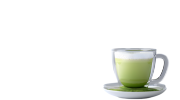 Refreshing Green Tea Beverage in a Transparent Mug with Frothy Top and Powdered Base png