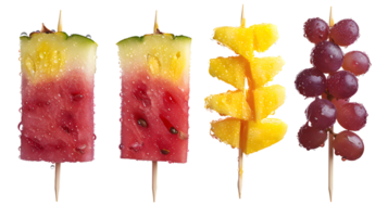 Refreshing Fruit Skewers Watermelon Pineapple Grapes on Sticks png