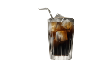Refreshing Iced Beverage in a Glass with Ice Cubes and Straw Perfect for Summer Drinks Cold R png