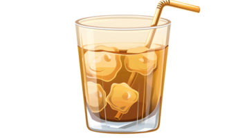 Refreshing Iced Beverage with Straw and Ice Cubes in a Glass Ideal for Summer Drinks Cold Ref png