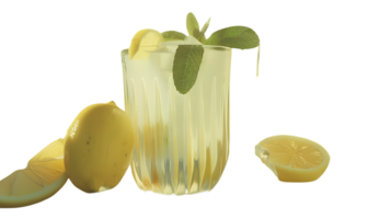 Refreshing Lemonade with Mint and Ice in a Glass Sliced Lemons on the Side for Culinary and Be png