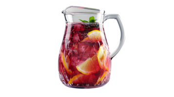 Refreshing Sangria Pitcher with Ice Lemon Slices and Mint Leaves for Summer Parties and Gathe png