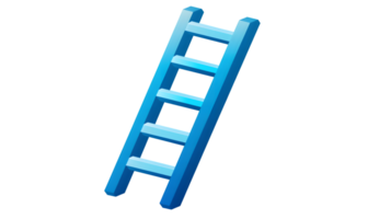 A blue ladder leaning against an invisible wall symbolizing progress and achievement in variou png