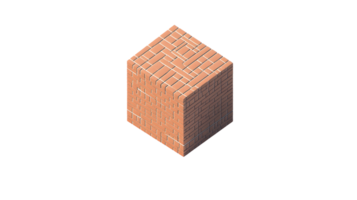 3D Rendered Brick Cube Isometric View for Architectural and Design Projects png