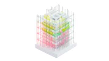 3D model of a multistory building under construction architectural design transparent struct png