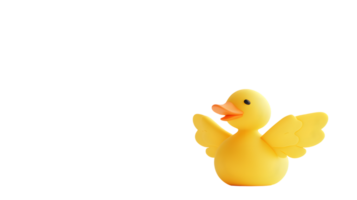 A cheerful yellow duck with wings spread perfect for playful and whimsical designs png