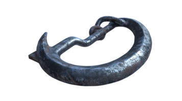 A rugged metal hook with chain ideal for industrial and construction themes png