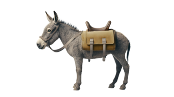 A saddled donkey standing ready for a journey perfect for themes of travel adventure and rur png