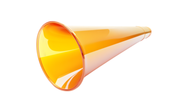 A vibrant orange cone with a glossy finish ideal for design elements and creative projects png