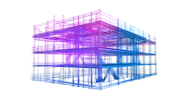 Abstract Architectural Model Steel Structure Design Visualization png