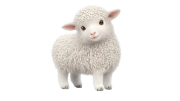 Adorable Fluffy Lamb with Expressive Eyes on a Transparent Background for Various Design Projec png