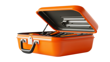 An open orange toolbox filled with various tools perfect for DIY projects and maintenance task png