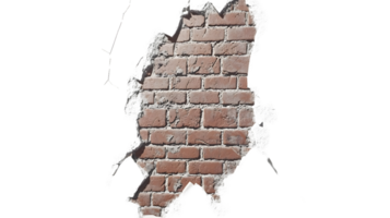Brick Wall Fragment with Cracks and Weathered Texture for Design Projects png