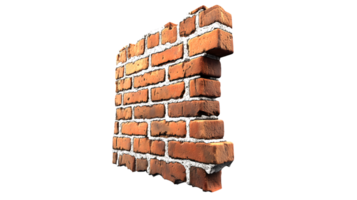 Broken Brick Wall Fragment with Rough Edges and Detailed Texture for Design Projects png