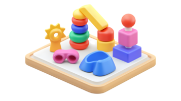 Colorful Educational Toy Set with Stacking Rings and Shapes for Early Learning Activities png