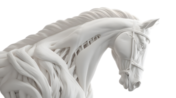Elegant White Horse Sculpture with Intricate Braided Mane and Bridle Perfect for Artistic and png