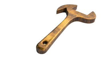 Golden Adjustable Wrench Isolated on Black Background HighQuality 3D Render for Industrial png