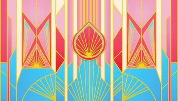 Elegant Geometric Art Deco Pattern with pink and blue colors, Art Deco Ornament with Luxury Geometric Design vector