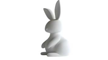 Minimalist White Rabbit Sculpture in a Seated Pose for Decorative and Artistic Purposes png