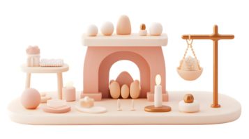 Minimalist Pastel Scene with Abstract Shapes and Objects for Creative Design png