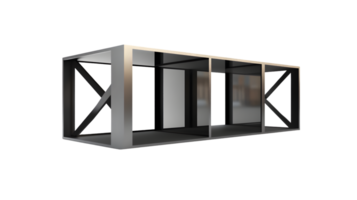 Modern Industrial Framework Design Sleek Metal Structure with Transparent Panels for Architect png