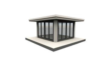 Modern Minimalist Structure with Large Glass Windows and Flat Roof Design for Architectural Con png