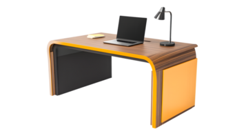 Modern Office Desk Setup with Laptop and Lamp for Productivity and Workspaces png
