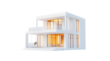 Modern TwoStory Home with Illuminated Windows and Open Design Ideal for Architectural and Int png