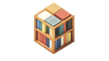 Organized Bookshelf Cube A Compact and Colorful Storage Solution for Literature Enthusiasts png
