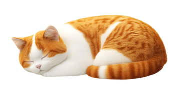 Orange Tabby Cat Sleeping Curled Up Adorable Pet Animal Image for Design Projects png