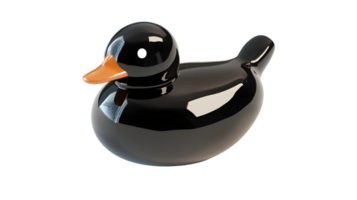 Shiny Black Rubber Duck with Orange Beak A Modern and Minimalist Design for Various Applicatio png