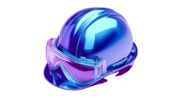 Shiny Blue and Purple Safety Helmet with Protective Goggles for Industrial Use png