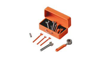 Toolbox with Assorted Wrenches and Tools on a Black Background for DIY Projects Maintenance a png